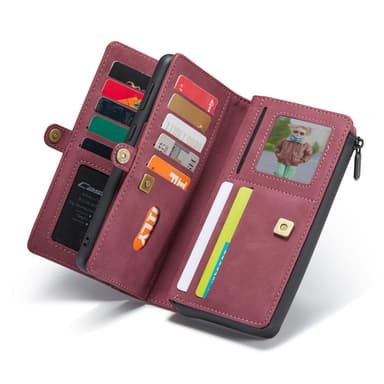 CaseMe Samsung S21 FE CaseMe Big Wallet 2in1 Magnet Pungetui - Rød
