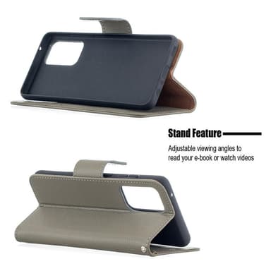 SKALO Samsung A52/A52s Premium Litchi Flip Cover - Grå