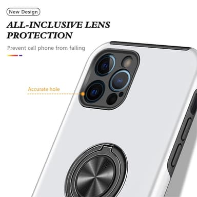 iPhone 13 Pro Max Fingerring Kickstand Hybrid Taske - Sølv