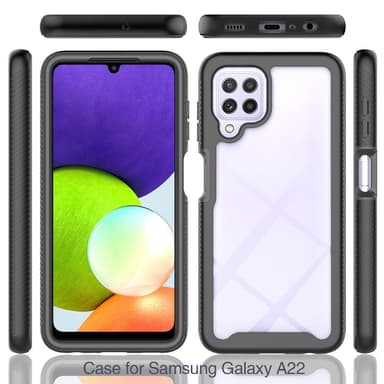 SKALO Samsung A22 4G Stødsikker Clear Hybrid Cover - Sort