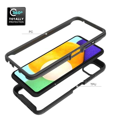 SKALO Samsung A22 5G Stødsikker Clear Hybrid Cover - Sort