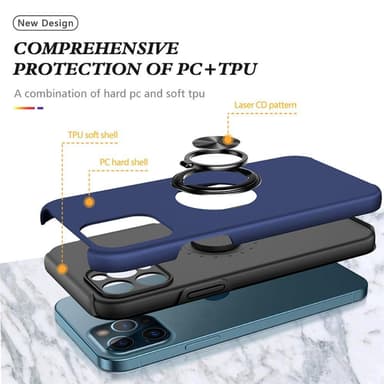 iPhone 13 Pro Fingerring Kickstand Hybrid Taske - Blå