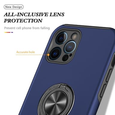iPhone 13 Fingerring Kickstand Hybrid Taske - Blå