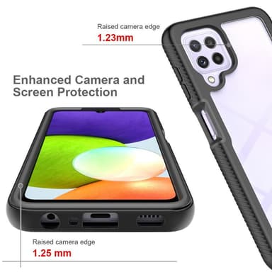 SKALO Samsung A22 4G Stødsikker Clear Hybrid Cover - Sort
