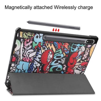 Trifoldet stativ Smart Taske til Samsung Galaxy Tab S7 Plus/S8+ - Graffiti