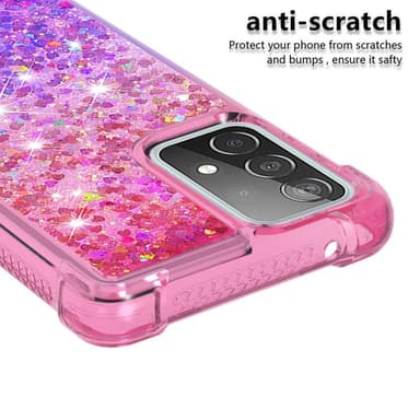 SKALO Samsung A52/A52s Kvicksand Glitter Hjerter TPU Cover - Pink-Lilla