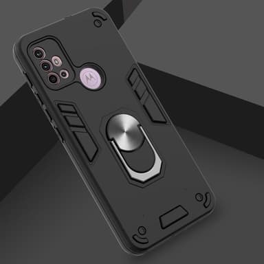 SKALO Moto G20/G30 Armor Hybrid metal ring cover - Sort