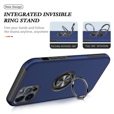 iPhone 13 Pro Max Fingerring Kickstand Hybrid Taske - Blå