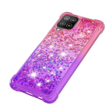 SKALO Samsung A22 4G Kvicksand Glitter Hjerter TPU Cover - Pink-Lilla