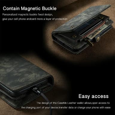CASEME iPhone 13 Pro Max 2-i-1 tegnebog telefonskal - sort