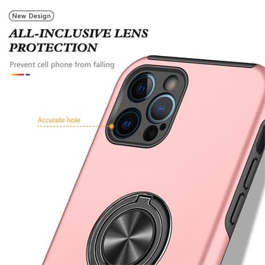 iPhone 13 Pro Max Fingerring Kickstand Hybrid Taske - Rødguld