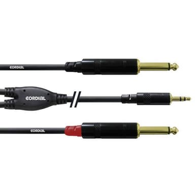 Cordial CFY3WPP Audio Adapterkabel [1x Jackstik 3,5 mm - 2x Jackstik 6,3 mm] 3.00 m Sort