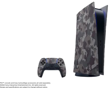 PS5 Digital Edition konsolcover (grey camouflage)