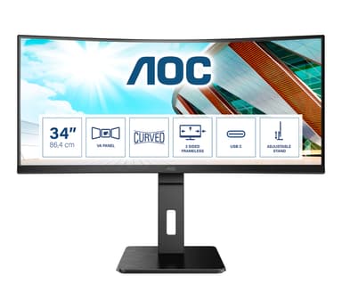 AOC CU34P2C computerskærm 86,4 cm (34") 3440 x 1440 pixel UltraWide Quad HD LED Sort