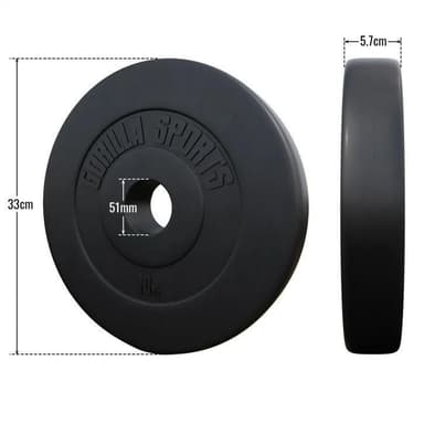 Gorilla Sports Vægtplader BASIC 51mm Cement - 1,25kg-15kg 10 kg
