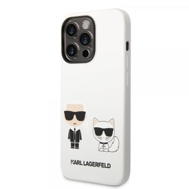 Karl Lagerfeld iPhone 14 Pro Cover Liquid Silicone Karl & Choupette Hvid