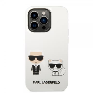 Karl Lagerfeld iPhone 14 Pro Cover Liquid Silicone Karl & Choupette Hvid