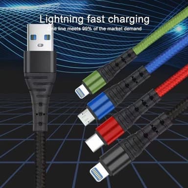 USB-kabel USB till MicroUSB+Lightning+USB typ-C 1,2m
