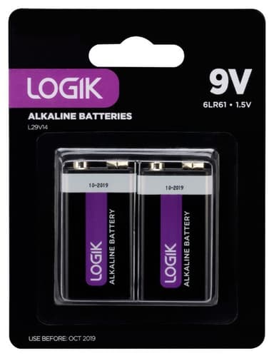 Logik alkaline 450 mAh batteri 9V - 2 stk