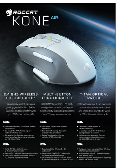 Roccat Kone Air trådløs gaming-mus (hvid)
