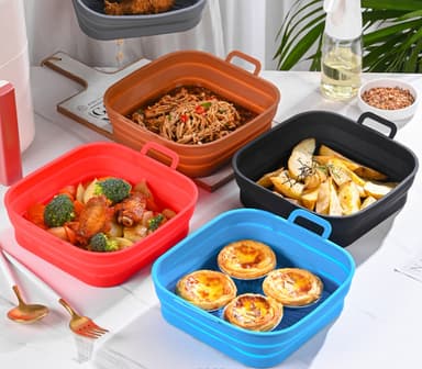 Sammenklappelig firkantet Air Fryer silikonegryde Brun