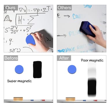 Magnetisk whiteboard viskelæder 12-pak MultiColor