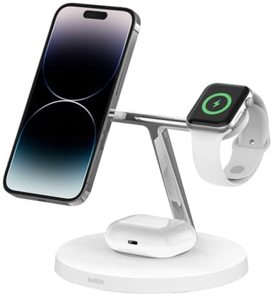 Belkin BoostCharge Pro 3-i-1 trådløs oplader (hvid)