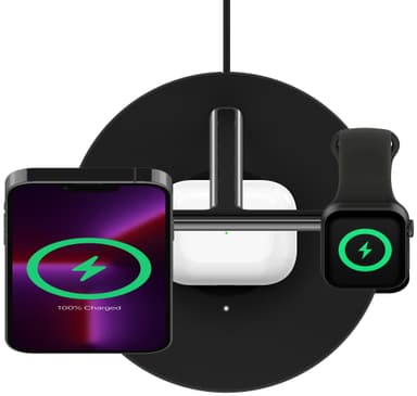 Belkin BoostCharge Pro 3-i-1 trådløs oplader med adapter (sort)