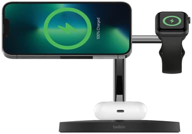 Belkin BoostCharge Pro 3-i-1 trådløs oplader med adapter (sort)