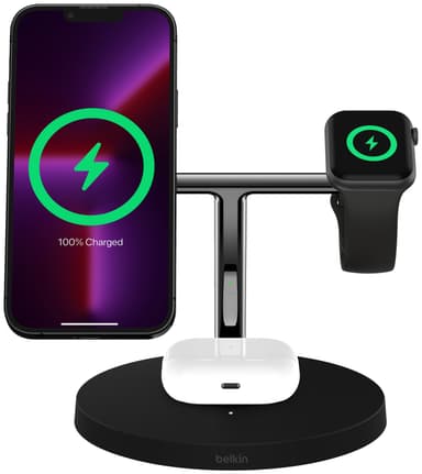 Belkin BoostCharge Pro 3-i-1 trådløs oplader med adapter (sort)
