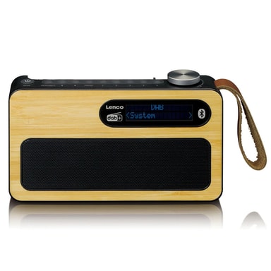 Lenco PDR-040 - Portable DBA Radio - FM Radio - with Bluetooth - Integrated Battery with 2000mAh - 3 Watt RMS - Clock and Alarm Function - Made of Real Bamboo - White