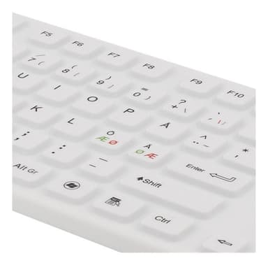 DELTACO rubberized keyboard, silicone, IP68, full size, 105 keys, whit