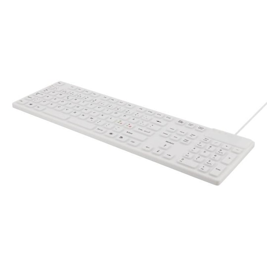 DELTACO rubberized keyboard, silicone, IP68, full size, 105 keys, whit