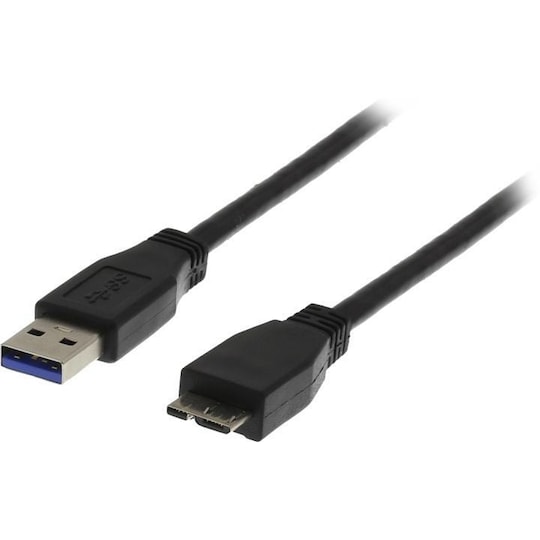 DELTACO USB 3.0 kabel, Type A han - Type Micro B han, 0,5m, sort