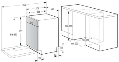 Hisense opvaskemaskine HU663C60W underbygning