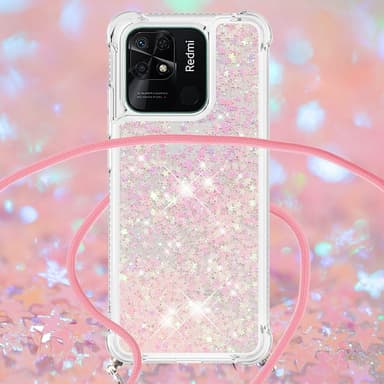 SKALO Xiaomi Redmi 10C Kvicksand Glitter Mobile Collar - Lyserød