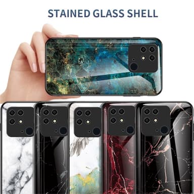 SKALO Xiaomi Redmi 10C Marmor hærdet glas TPU Cover - #5