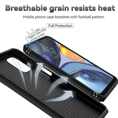 SKALO Motorola Moto G22 Armor Hybrid Metal Ring Camera Slider - Sort