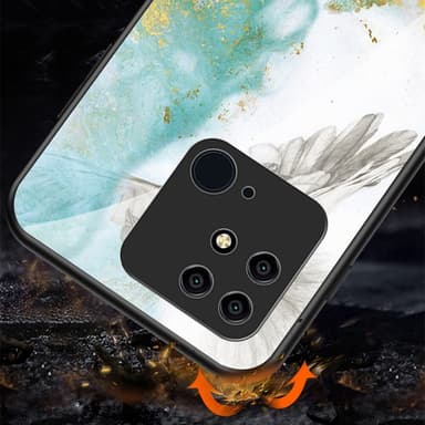 SKALO Xiaomi Redmi 10C Marmor hærdet glas TPU Cover - #5