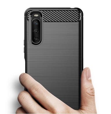 SKALO Sony Xperia 10 III Armor Carbon Stødsikker TPU-cover - Sort