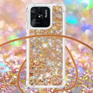 SKALO Xiaomi Redmi 10C Kvicksand Glitter Mobile Collar - Guld