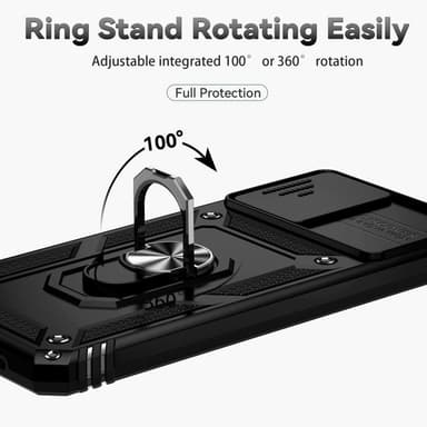 SKALO Motorola Moto G22 Armor Hybrid Metal Ring Camera Slider - Sort