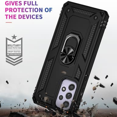 SKALO Samsung A33 5G Armor Hybrid metal ring cover - Sort