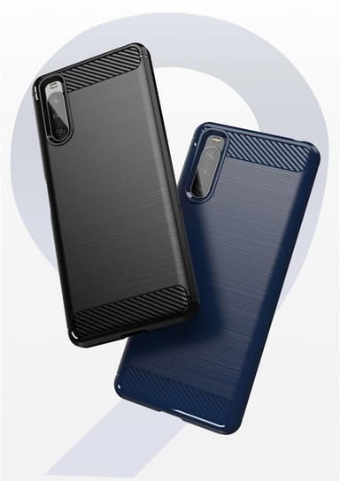 SKALO Sony Xperia 10 III Armor Carbon Stødsikker TPU-cover - Sort