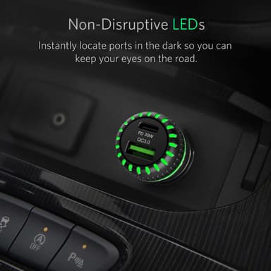 NÖRDIC oplader 30W med 1xUSB C PD30W og 1xUSB En 18W Quick Charger 3,0 Qualcomm certificeret