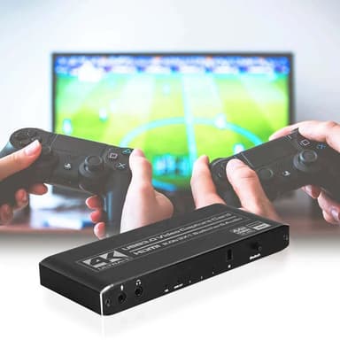 NÖRDIC HDMI Switch 3 til 1 med Video Capture Card HDMI2.0 4K60Hz USB3.1 Mikrofon og lydudgang HDMI Signal Loop Out HDR HDCP2.2 EDID RGB8: 8: 8