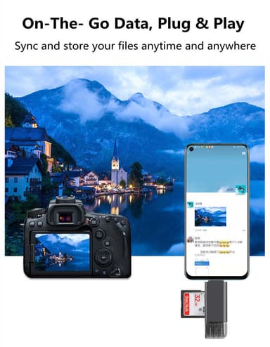NÖRDIC OTG kortlæser 3 i 1 USB-C + Lightning + USB-A 3.0 understøttelse af SD / TF Micro SD Op til 2TB 5Gbps