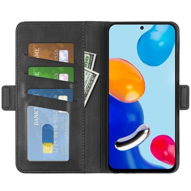 SKALO Xiaomi Redmi Note 11 Premium Wallet Flip Cover - Sort