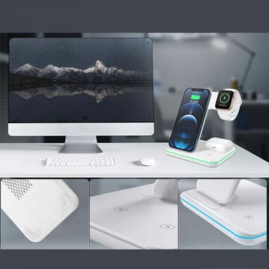 NÖRDIC Wireless Ladestation 3 i 1 til Apple iPhone, IWATCH og AIRPOD WHITE