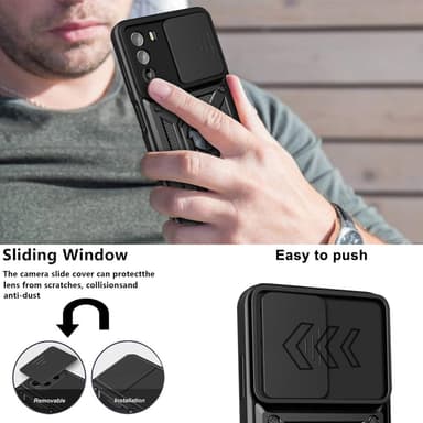 SKALO Motorola Moto G52 Armor Hybrid Metal Ring Camera Slider - Blå